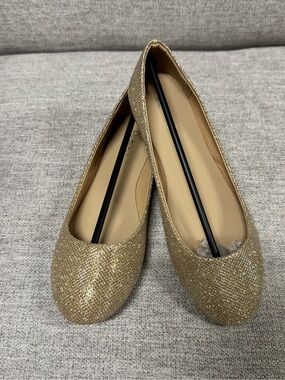 Report Gold Glitter Ballet Flats